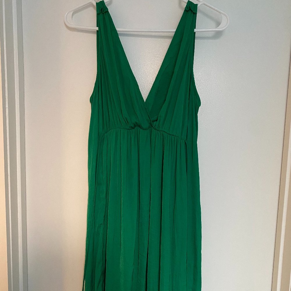 Oysho Emerald Green Satin Maxi Dress Sz S